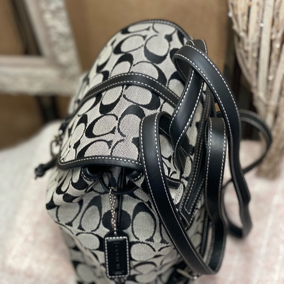 Coach 6613 Black Signature Canvas Leather Backpack/Tote/Handbag/Shoulder Bag - Picture 6 of 8